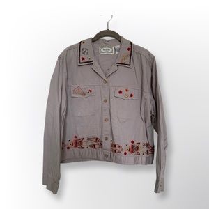Tantrums Beige Embroidered Lightweight Jacket XL